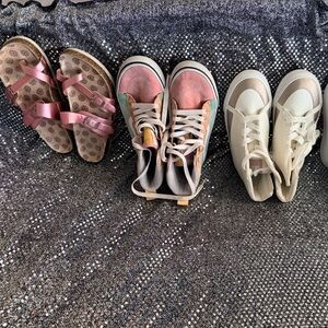 Bundle of 4 pairs girls sneakers
 Size 3
New adidas
New DKNY
Vans 
Pink sandals